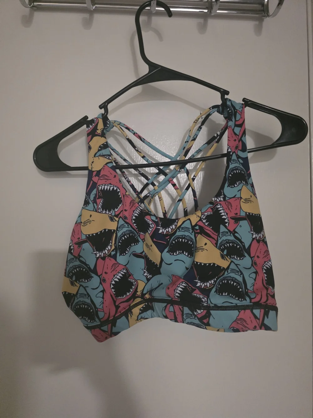 CVG Shark Print Strappy Swim Top - Multicolor